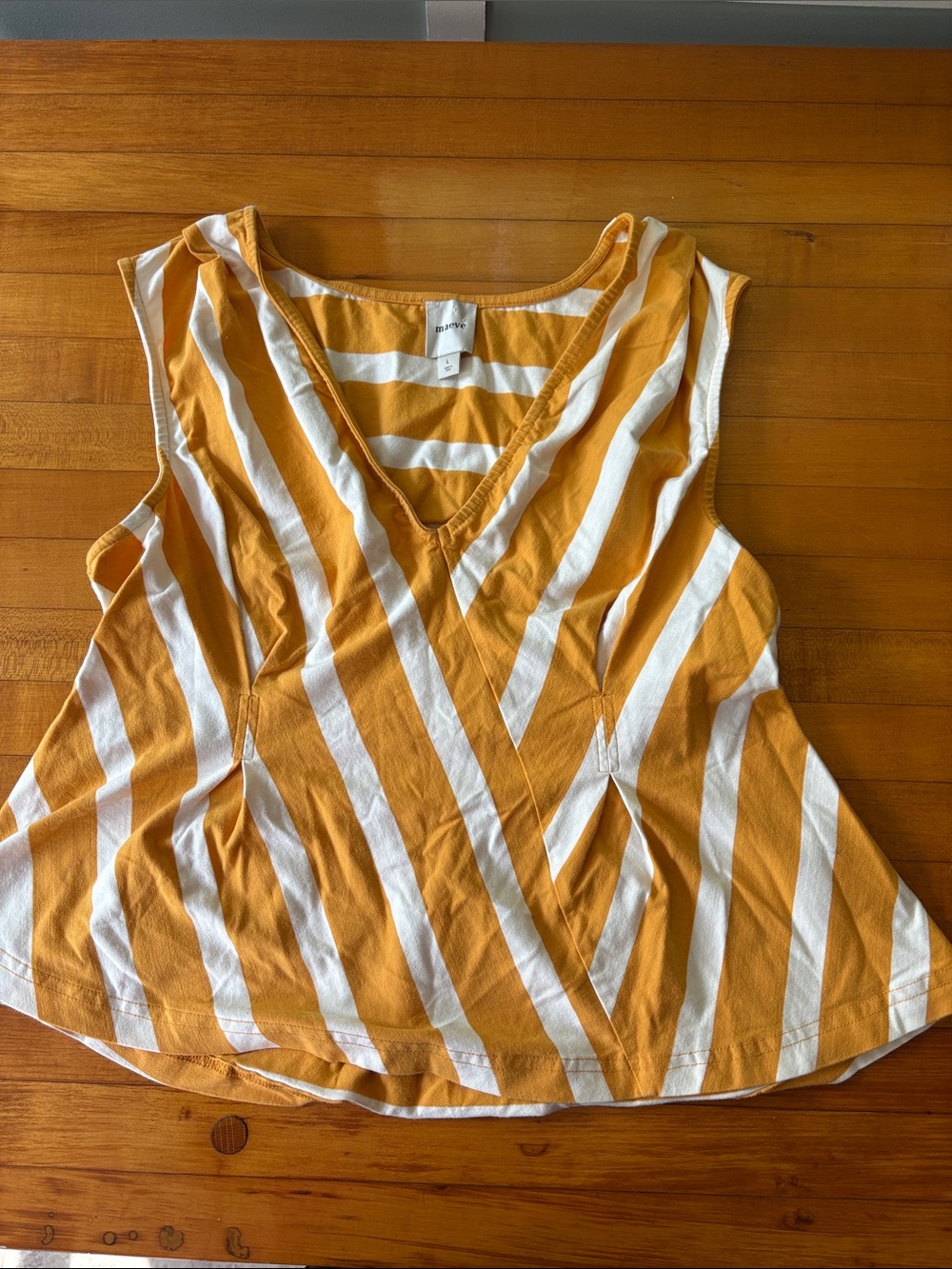 Maeve Mustard & White Striped V-Neck Camisole